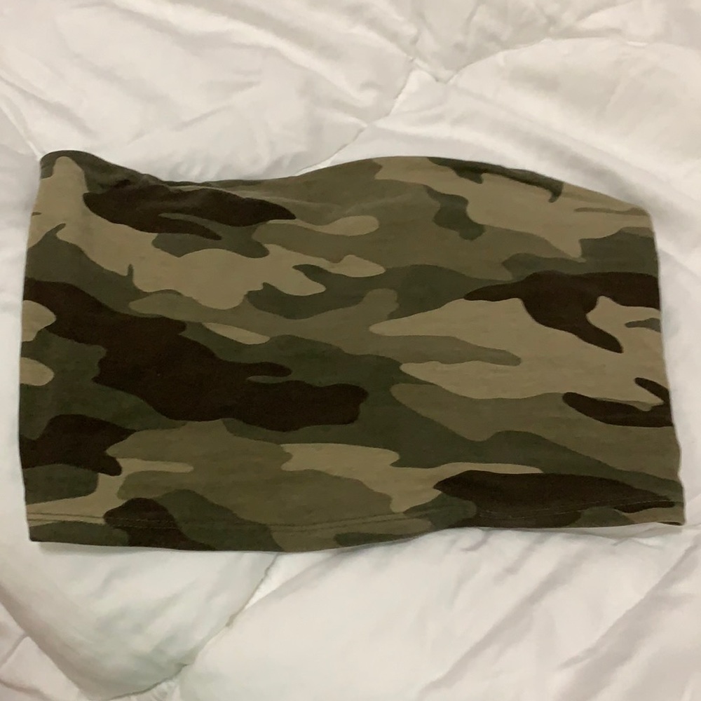 Garage Camo Print Cropped Tube Top - Small